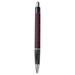 Stylo à grappes de fleurs rose et noire