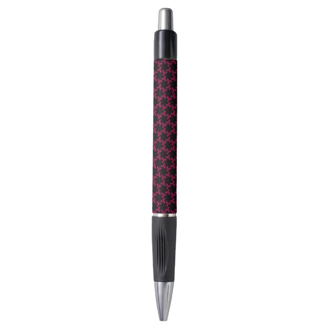 Stylo à grappes de fleurs rose et noire (Devant (Vertical))