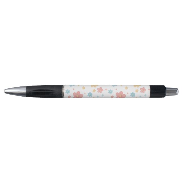 Stylo à motif floral (base blanche) (Devant)