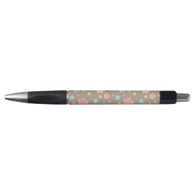 Stylo à motif floral (base marron) (Devant)