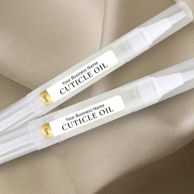 Stylo à torsion cosmétique or 3ml 5ml Étiquette à  (white and gold effect rectangle product labels for cosmetic twist pens & cosmetic tubes)