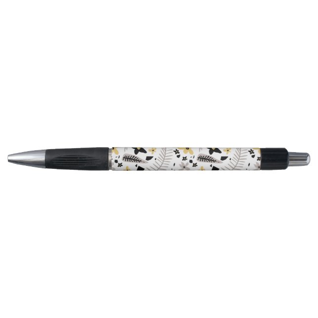 Stylo Abstrait Gris jaune noir gris sans joint motif flo (Devant)