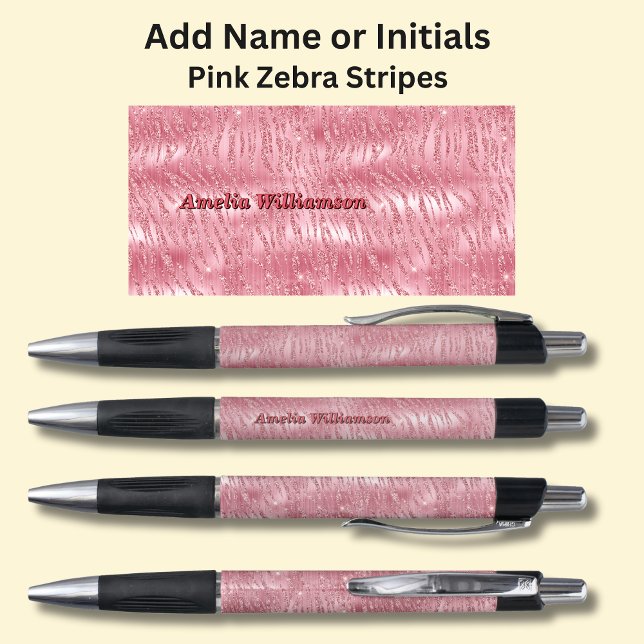 Stylo Ajouter un nom, des bandes de zèbre rose (Créateur téléchargé)