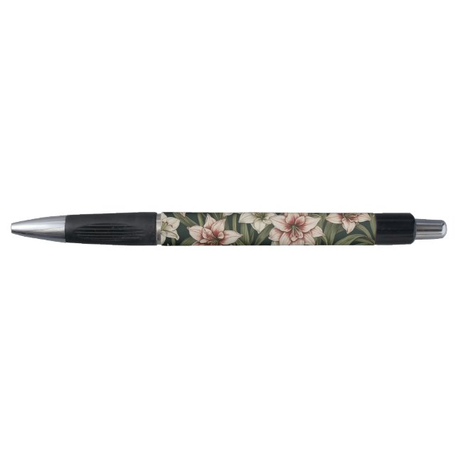 Stylo Amaryllis fleurs vintages motif (Devant)