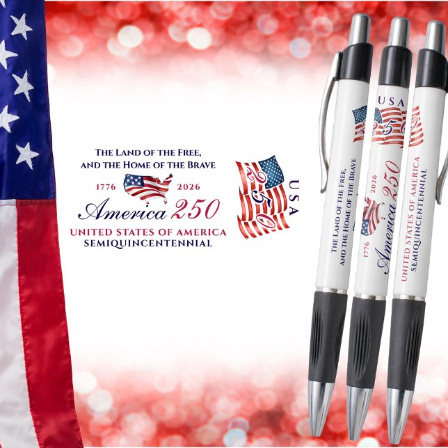 Stylo America 250 Land of Free Home Brave Red Patriotic (America 250 Land of Free Home Brave Red Patriotic American Flag Semiquincentennial Keepsake Pen)