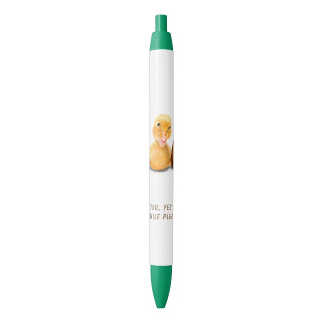 Stylo amusant avec Happy Duck Smile - Texte person (devant Vertical)