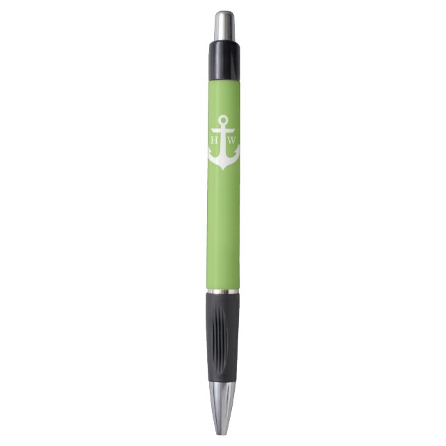 Stylo Ancre verte à la chaux Monogrammé (Devant (Vertical))