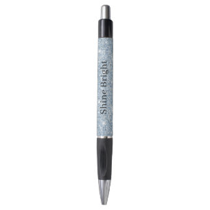 Stylo Anniversaire Paillettes Bleu Ciel Clair