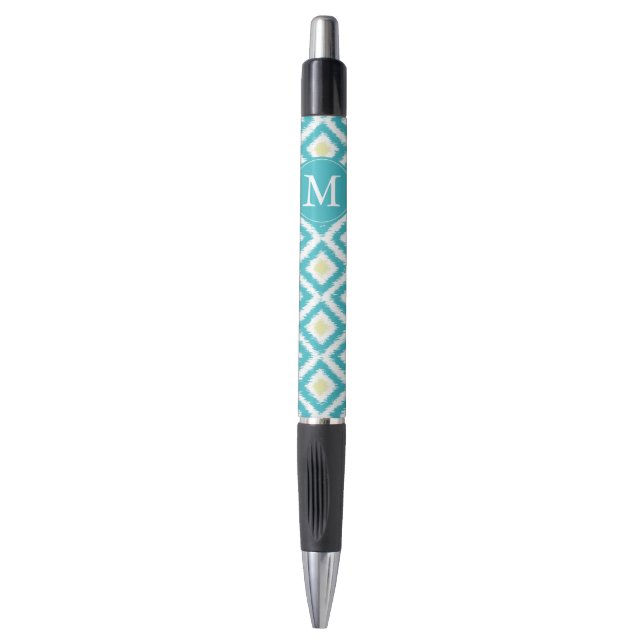 Stylo Aqua monogramme et Motif Ikat jaune (Devant (Vertical))