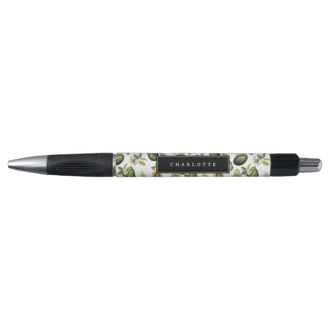 Stylo Aquarelle Avocado Botanique Motif Nom personnalisé (Devant)