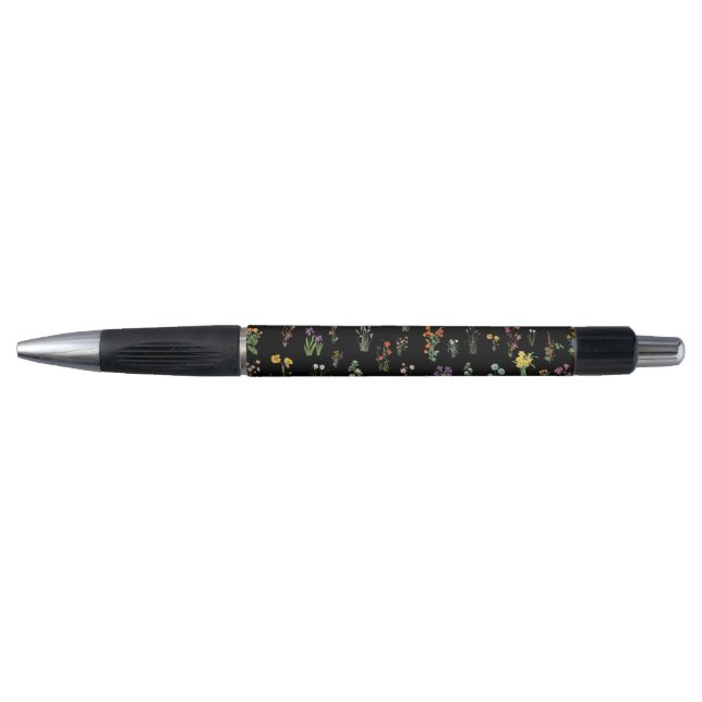 Stylo Aquarelle fleur sauvage Floral botanique noir (Devant)