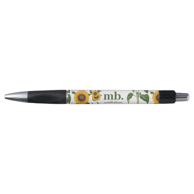 Stylo Aquarelle Fleurs de soleil Botanique Foliage Verdu (Devant)