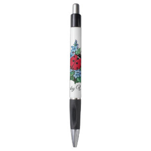 Stylo Aquarelle Ladybird mignon avec les fleurs sauvages