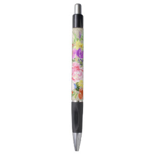Stylo Aquarelle rose violet Floral or étincelle