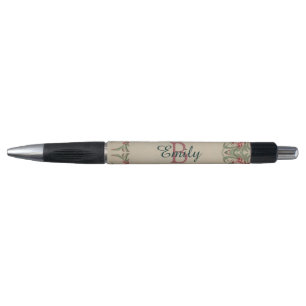 Stylo Aquarelle vintage rose florale personnalisée