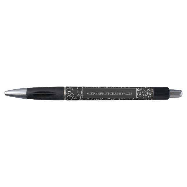 Stylo Ardoise noire simplement florale personnalisée (Devant)
