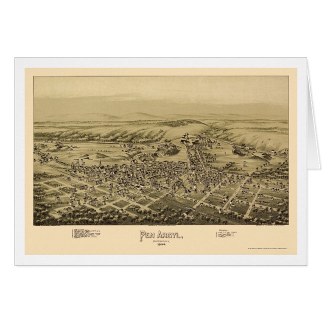 Stylo Argyl, carte panoramique de PA - 1894 (Devant horizontal)