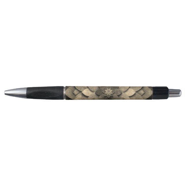 Stylo Art de mandala doré antique texturé fleur (Devant)