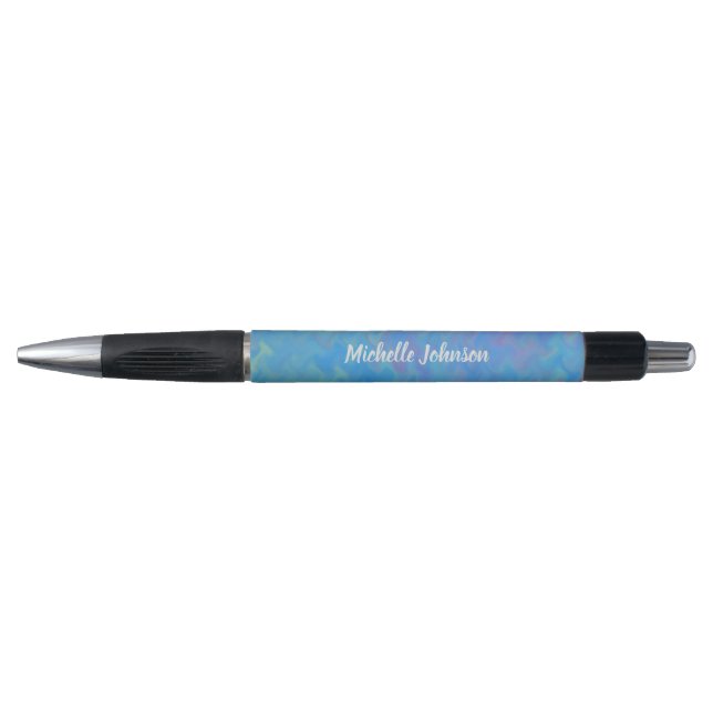 Stylo Art marbré bleu clair personnalisé (Devant)