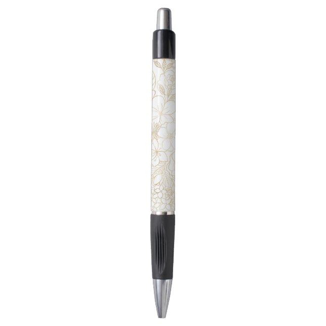 Stylo Art moderne Gold White Floral Doodles (Devant (Vertical))