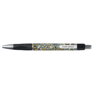 Stylo Art Moderne Personnalisé Gris Bleu Taupe Marron No