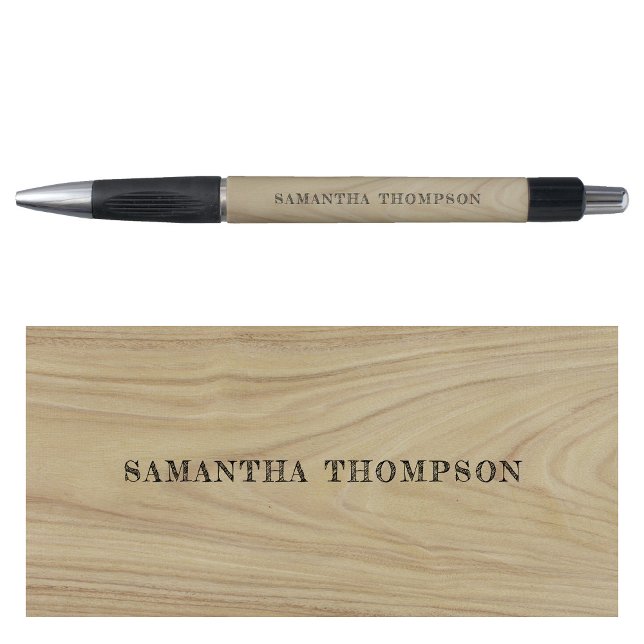 Stylo Aspect personnalisé en bois rustique gravé (Personalized Rustic Wood Engraved Look Pen)