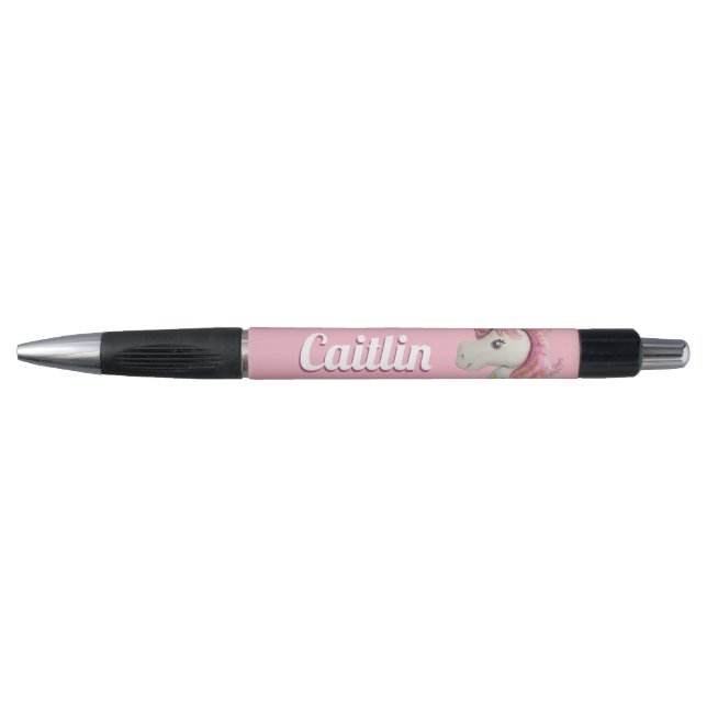Stylo Ballons Unicorne Rose Personnalisé (Devant)