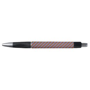 Stylo Bandes bleu marine et blanc avec orange brûlé