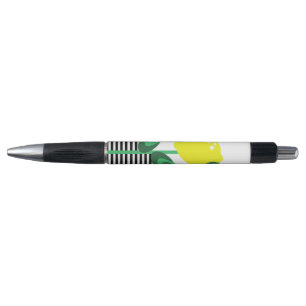 Stylo Bandes Florales Noires Citron Jaune