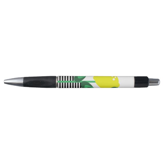 Stylo Bandes Florales Noires Citron Jaune (Devant)