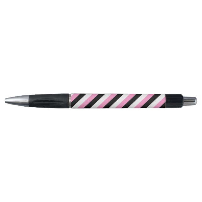 Stylo Bandes noires, blanches et roses (Devant)