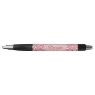 Stylo Beau motif rose de girafe avec le monogramme et le