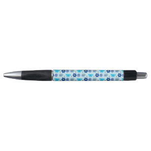 Stylo Bébé bleu Papillons et fleurs à motifs