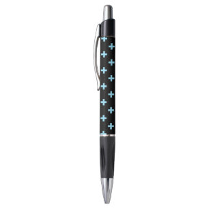 Stylo Bébé bleu polka croise sur noir
