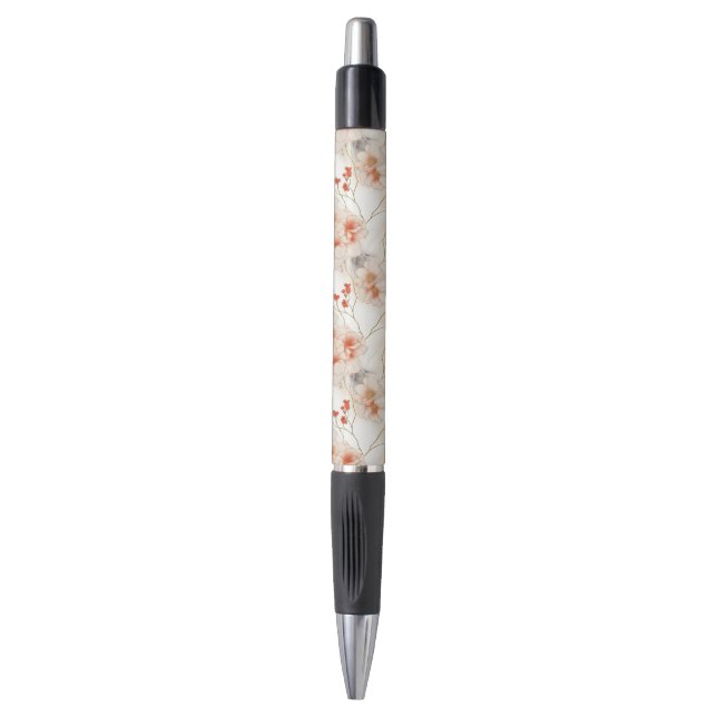 Stylo Belle Pêche Feminine Rouge Blanc Floral (Devant (Vertical))