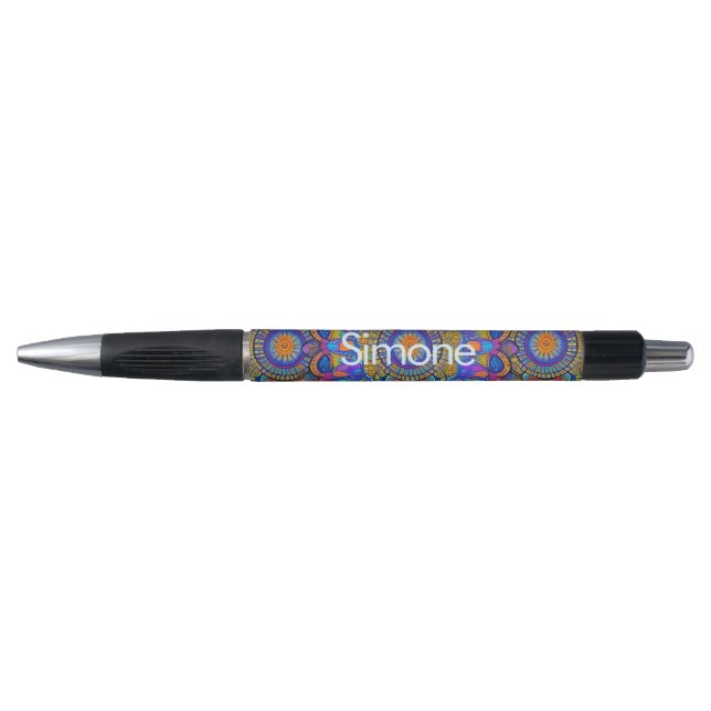 Stylo Bijou bleu Mandala (Devant)