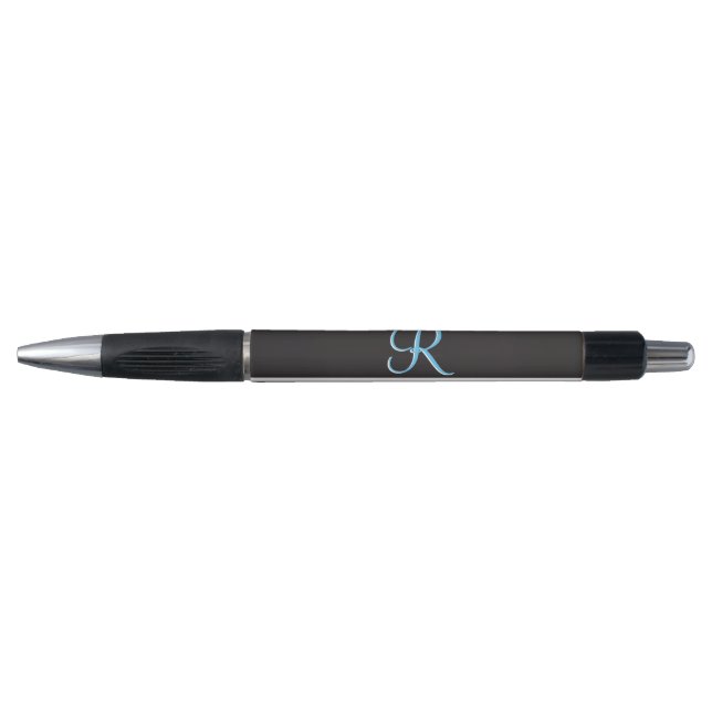 Stylo Black | Blanc Chevron gothique Zigzag Monogramme (Devant)
