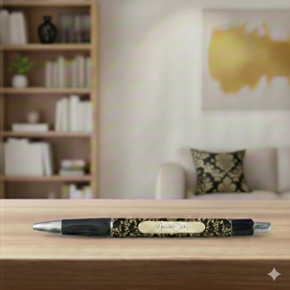 Stylo Black Gold Custom Name Dark Academia