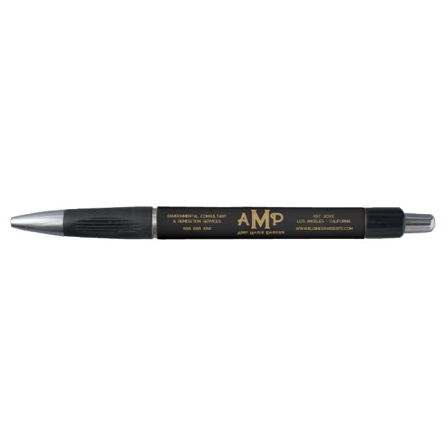 Stylo Black Gold Monogram Business Logo (Devant)