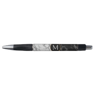 Stylo Black & Marbre blanc Stone tendance - Ajouter votr