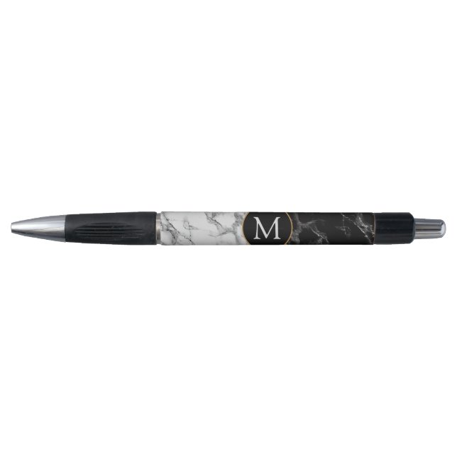 Stylo Black & Marbre blanc Stone tendance - Ajouter votr (Devant)