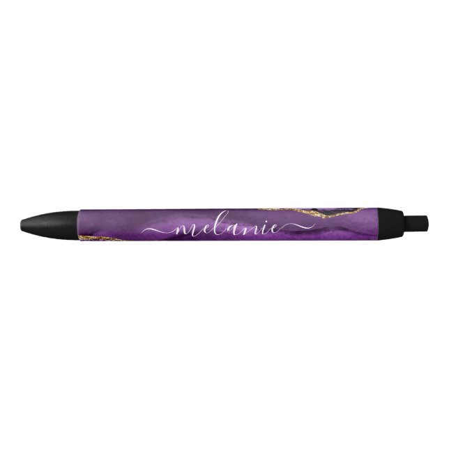 Stylo Bleu Agate Violet Violet Or Parties scintillant Votre n (Devant)