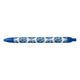 Stylo Bleu Beau Motif de fleurs bleues à main Abstraite