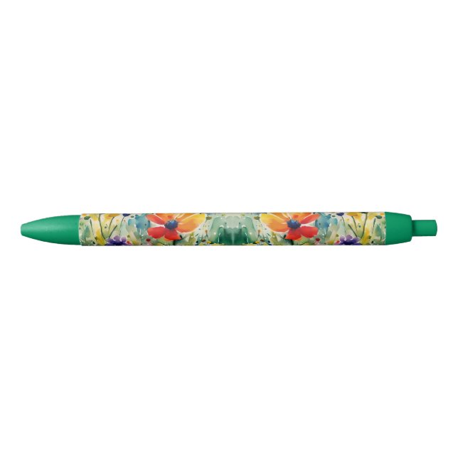 Stylo Bleu Belles fleurs et Roses sucrés (Devant)