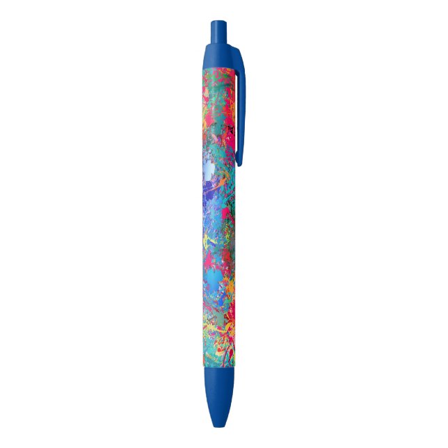 Stylo Bleu Bleu Rouge Jaune Vert Rose Turquoise Splash Abstra (Bas (Vertical))