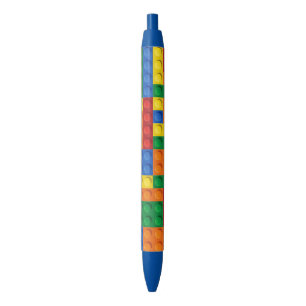 Stylo Bleu Blocs de construction de briques colorées Plume
