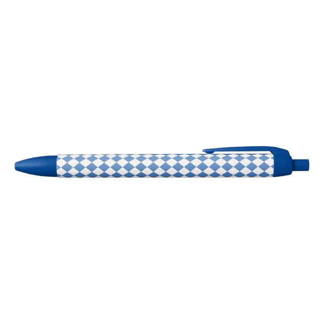 Stylo Bleu Blue White Checker Diamond Pattern (Haut)