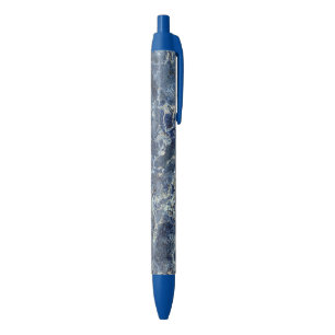 Stylo Bleu Bue Gris Marbre Noir & Veines Beige
