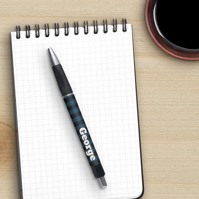 Stylo Bleu Buffalo Vérifier Titre Gras Grandes Lettres (Créateur téléchargé)