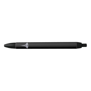 Stylo Bleu Caducée Médicale en argent sur Noir Classé Noir